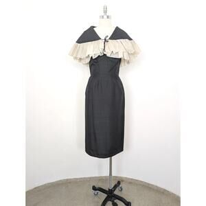1950s Vintage Corosi Wiggle Dress Black Silk